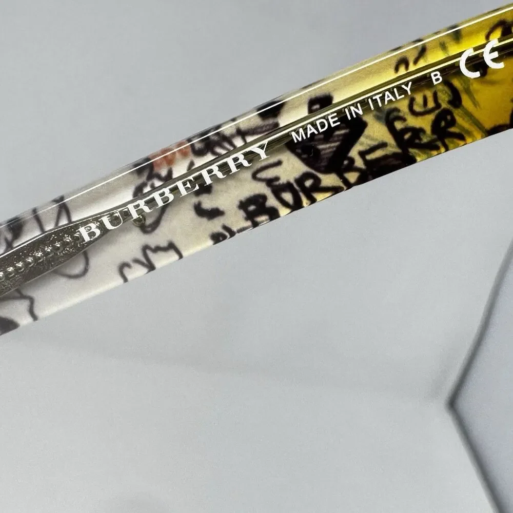 Burberry B2276 3722 Graffiti Print Cat Eye Eyeglass Frames 53-16-140